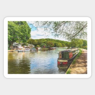 A Narrowboat Moored At Henley Sticker